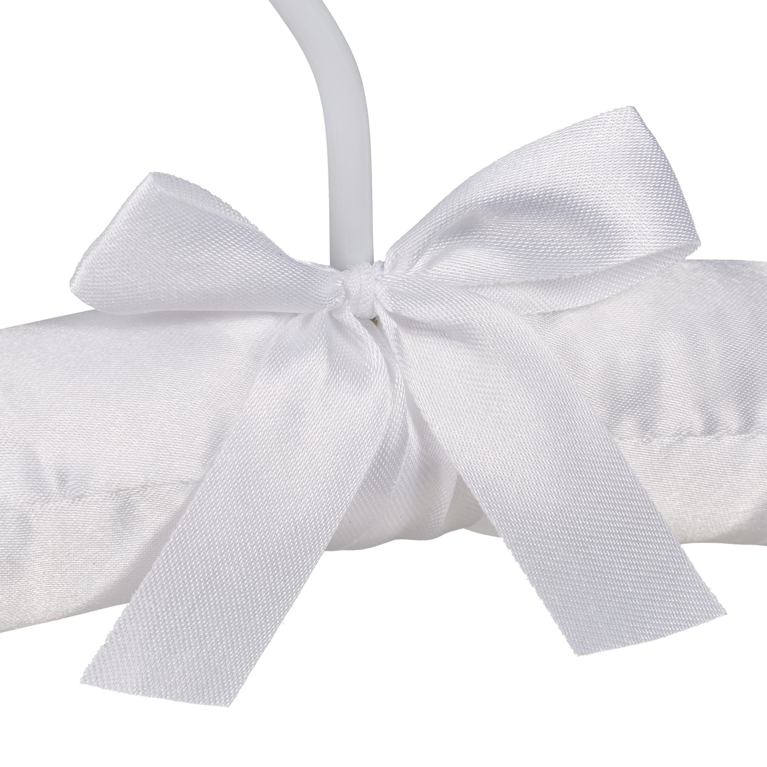 Cintre en satin, Set de 10, Cintre rembourré doux pour vestes, Crochet rotatif 360°, 38 cm, noeud, blanc, Relaxdays - 7