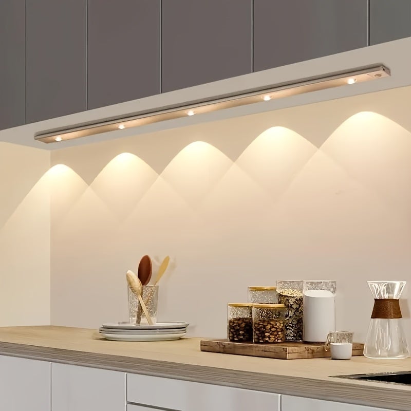 Tira de luz LED regulable de 3 colores, luz nocturna inalámbrica pequeña de 50 cm, sensor de movimiento, recargable, para cocina y armario. - 8