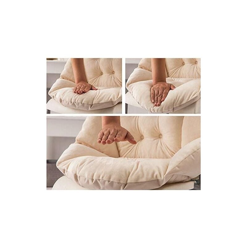 Coussin de Chaise avec Dossier siège Coquille Fauteuil Velours Douillet Elastique Impermeable pour Chaise en Rotin Paille Jardin Beige 40 40 48cm - 3