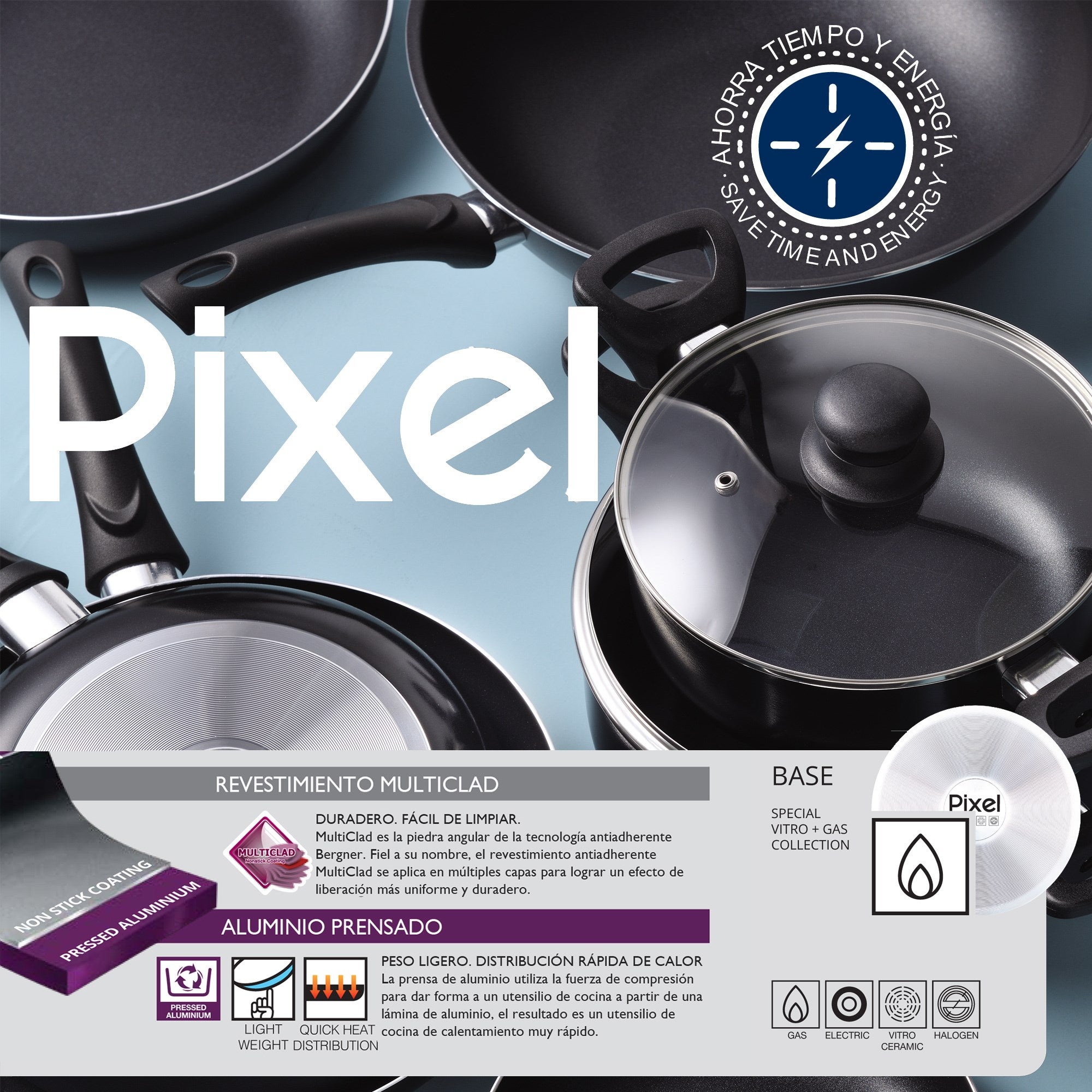 Chef Sauce Pixel - Poêles à Frire Aluminium Pressé Avec Poignée En Bakélite 24x4.0 Cm