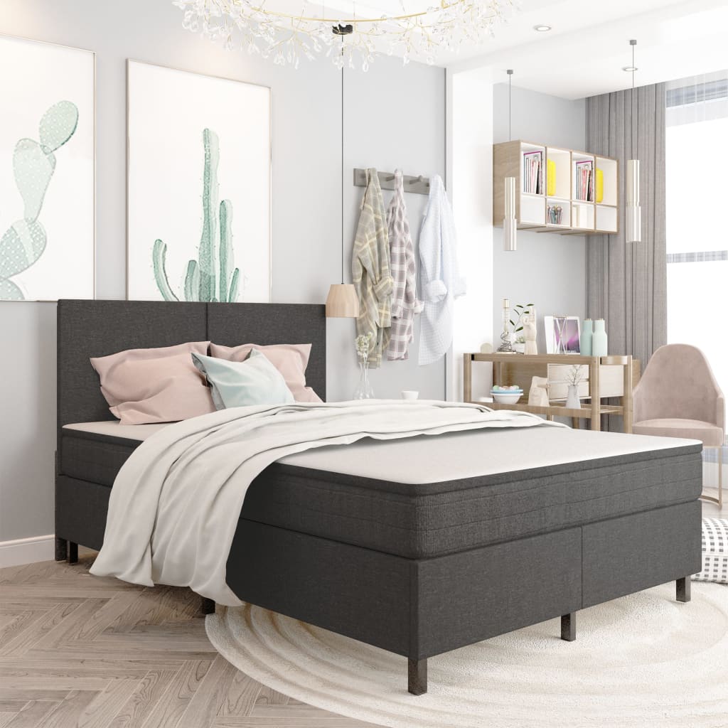 Estructura de cama box spring tela gris 140x200 cm