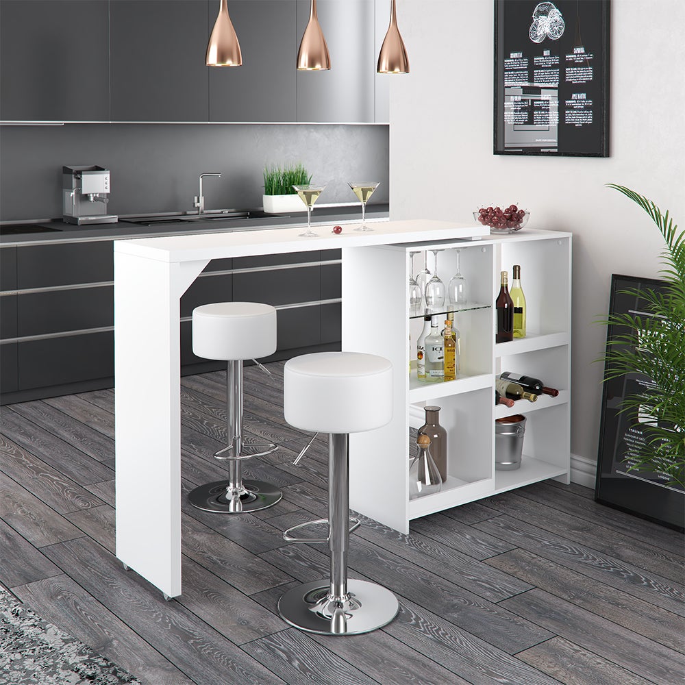 Vicco Set Table De Bar Naila Noir 121,5 Cm + 2 Tabourets – Coin Repas Moderne Et Compact Pour Cuisine