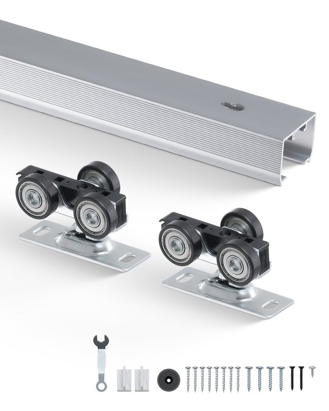 Kit herrajes puertas corredizas,SucceBuy juego 1,5 m alta resistencia,compatible con puertas 61 a 76 cm ancho,calidad prémium,funcionamiento suave