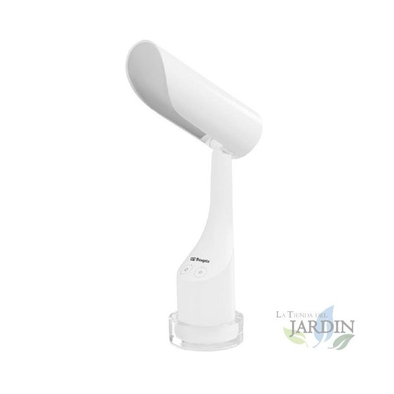 Majestic LL 401 Lampada LED Da Tavolo Portatile, Braccio Flessibile, Base Con Luce Ambiente Multicolore, Batteria Ricaricabile, Bianco, 3 Livelli Luminosità