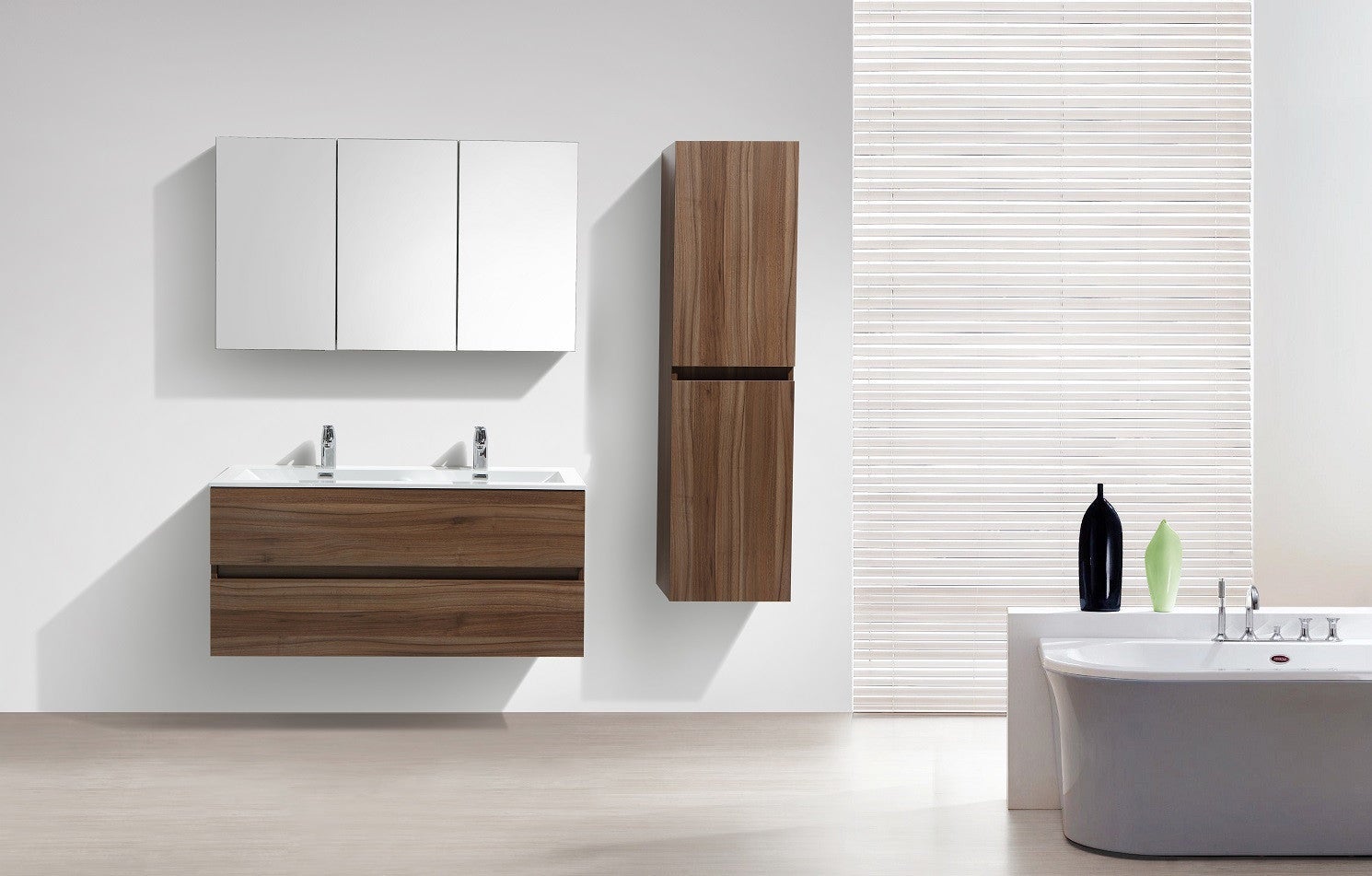 Meuble salle de bain design double vasque SIENA largeur 120 cm noyer - 10