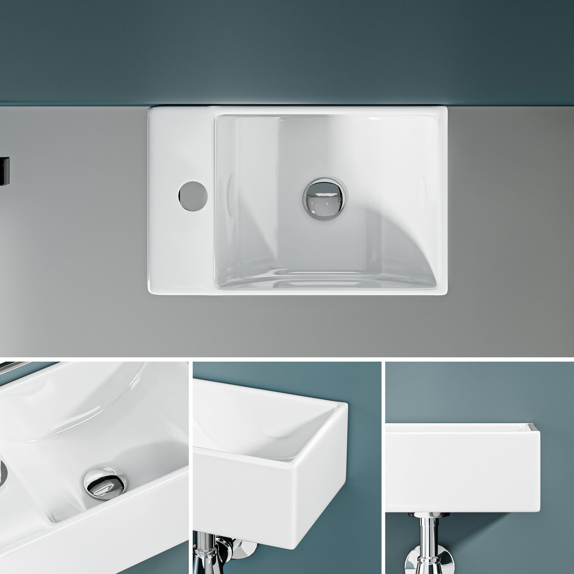 DILECI - Mini vasque lave-mains blanc sortie gauche (30*19*11cm) - MICRO - 5