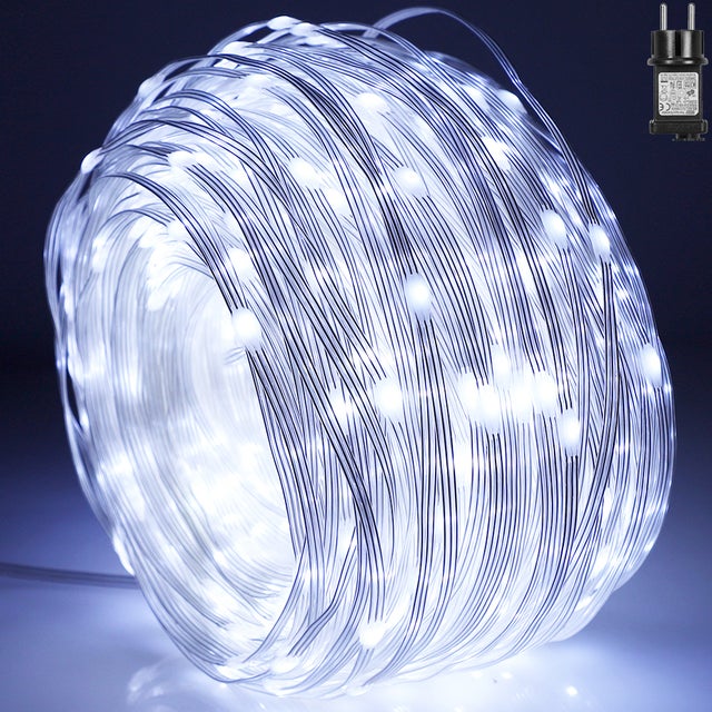 30M 300 diod LED Łańcuch świetlny na imprezę Biały łańcuch świetlny na choinkę, zasilany prądem z 8 trybami pracy,funkcja zapamiętywania