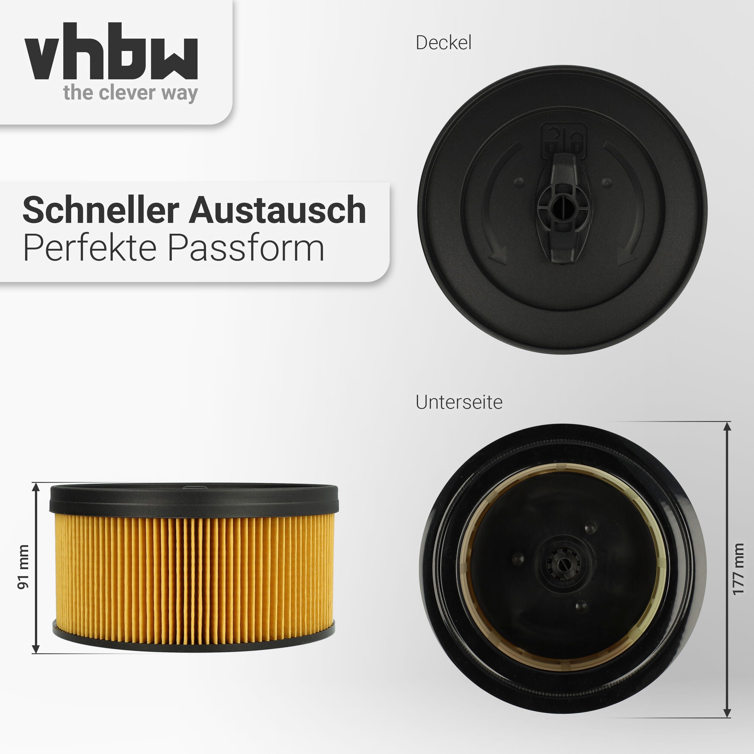 vhbw Lot de 10x filtres à cartouche compatible avec Kärcher WD 4, WD 4.200, WD 4.250, WD 4.290 aspirateur à sec ou humide - Filtre plissé - 6