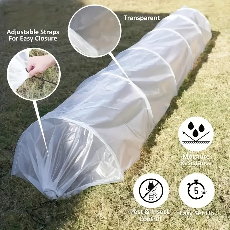 Lot de 2 serres tunnel 2 en 1, mini-serres, tunnel de jardin avec arceaux, protection contre les insectes, film pour canal de plantation, 300 x 45 cm - 5