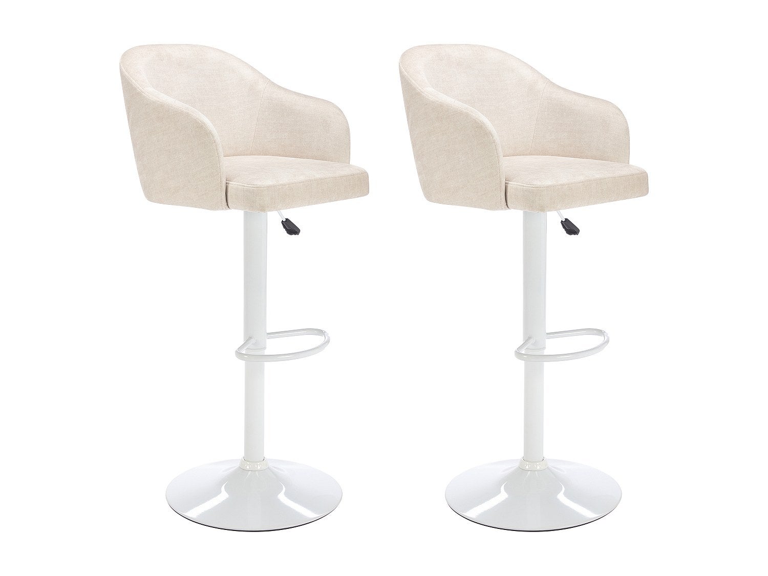 Zestaw 2 stołków barowych z tkaniny i metalu - Regulowana wysokość - Kremowy i biały - CARSTEN