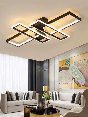 WJYCYN Grande luce dimmerabile il soggiorno LED 7Ring Oro & nero Plafoniera Luci moderne la camera da letto con telecomandi Illuminazione Lampada da soffitto in metallo acrilico Ufficio 100W 8200LM