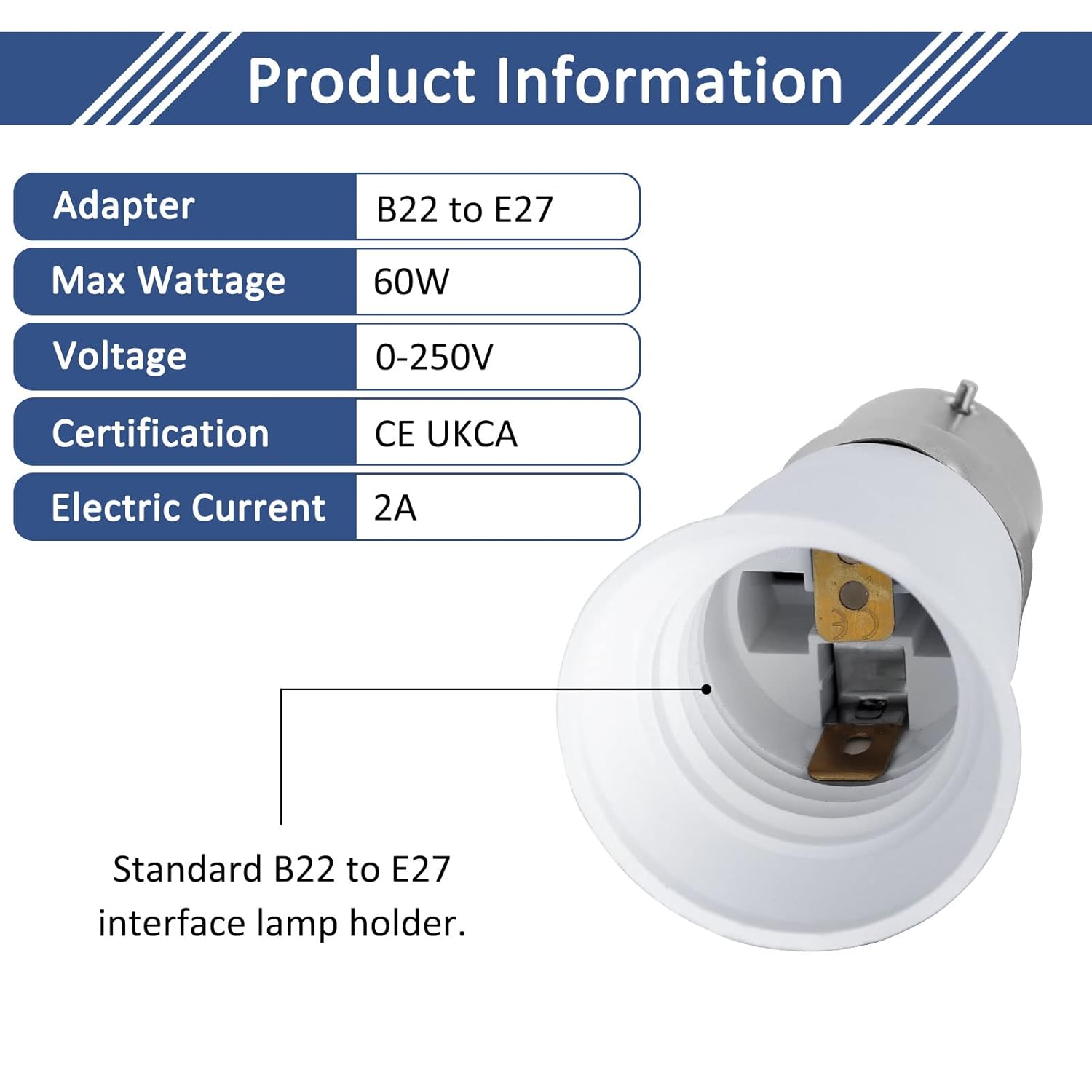 Liuyife Lot De 3 Adaptateurs B22 Vers E27 - Convertisseur Douille Baïonnette Pour Ampoules LED, Halogènes Et CFL
