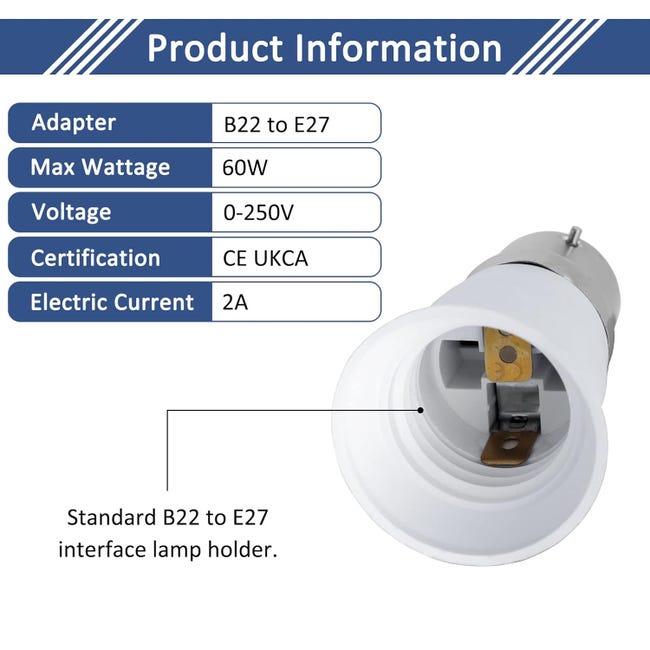 Liuyife Lot De 3 Adaptateurs B22 Vers E27 - Convertisseur Douille Baïonnette Pour Ampoules LED, Halogènes Et CFL