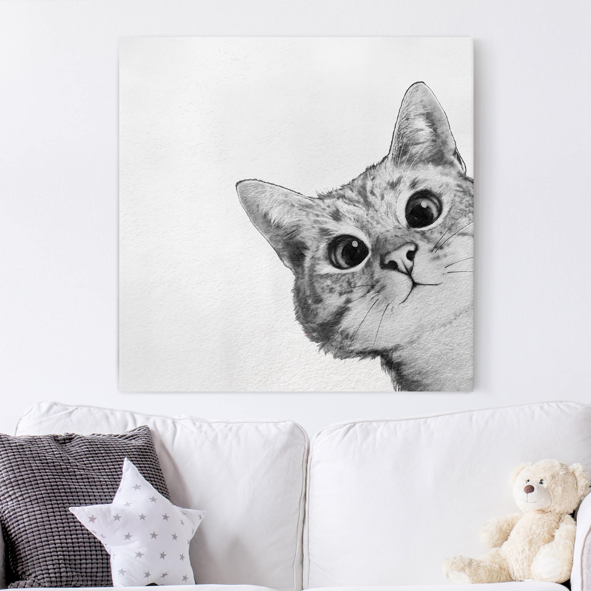 Quadro decorativo di cotone fatto a mano con cornice marrone chiaro 60x80cm - TESA