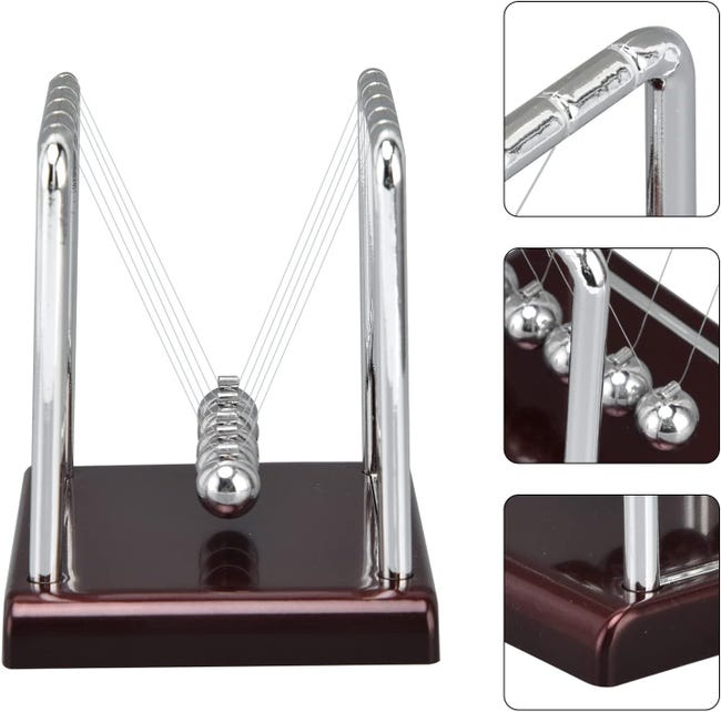 Péndulo De Newton Cuna De Equilibrio – Bolas Metálicas Con Base De Madera – Juguete Educativo Y Decoración De Escritorio Péndulo De Newton Cuna De Equilibrio – Bolas Metálicas Con Base De Madera – Juguete Educativo Y Decoración De Escritorio
