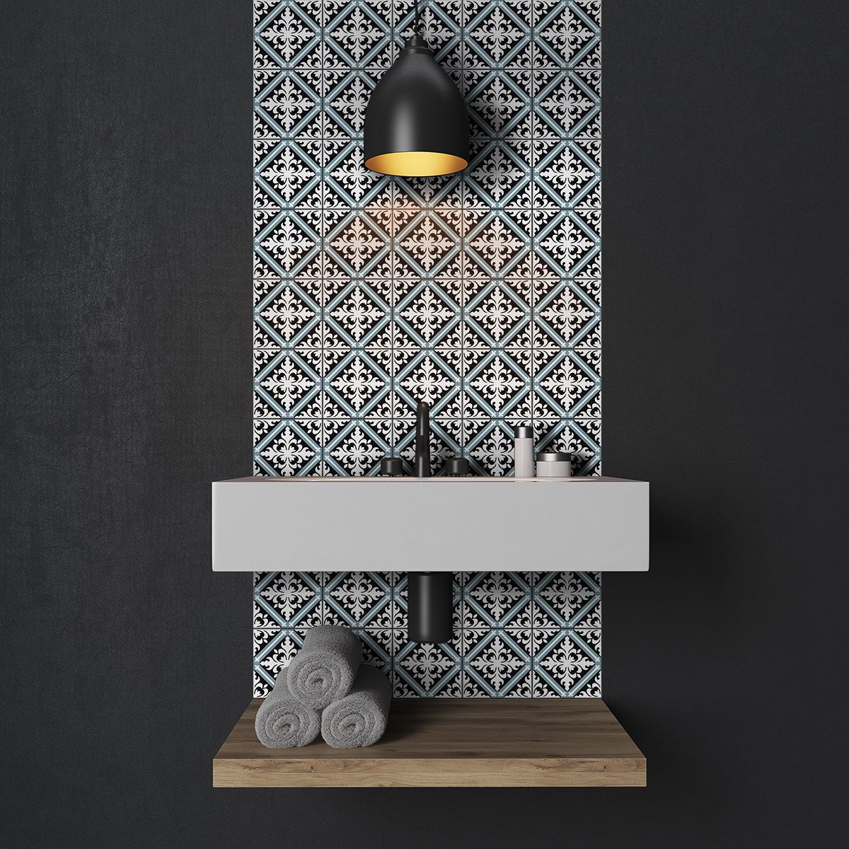 9 adesivi piastrelle di cemento azulejos Laelia - Sticker adesivo - adesivi murali - 9stickers20x20cm - 5