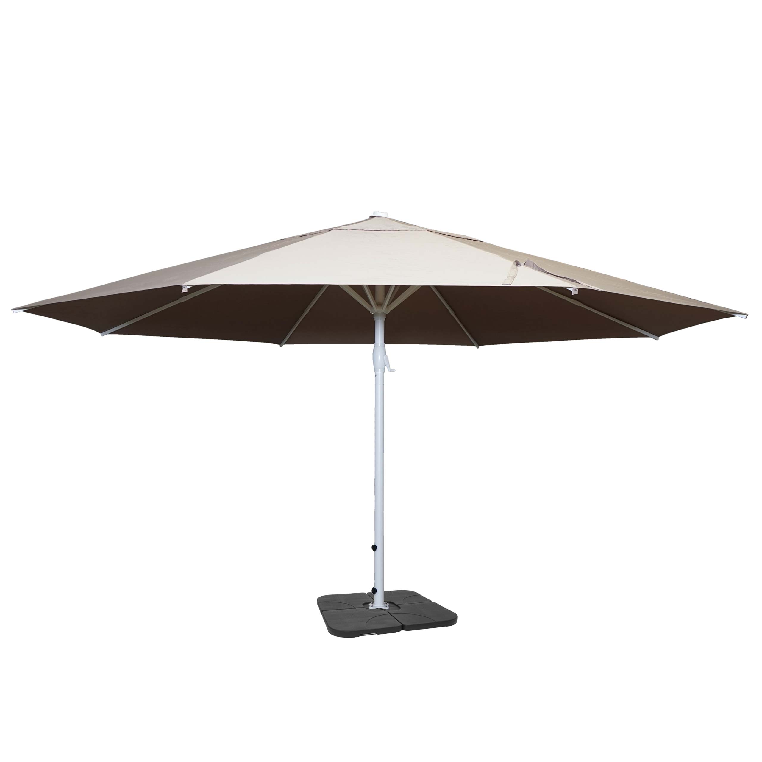 Parasol Meran II, parasol gastronomiczny, Ø 5m poliester/aluminiowa tyczka biały 28kg ~ kremowo-beżowy ze stojakiem