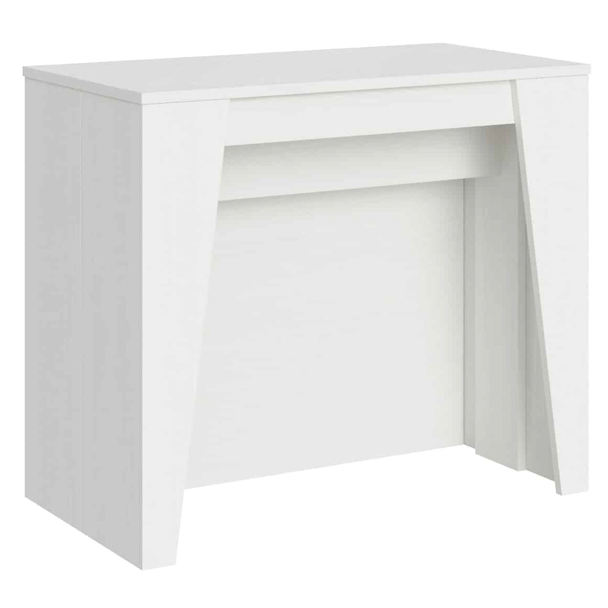 Console extensible 90x48/296 cm Bakari frêne blanc rallonges internes ...