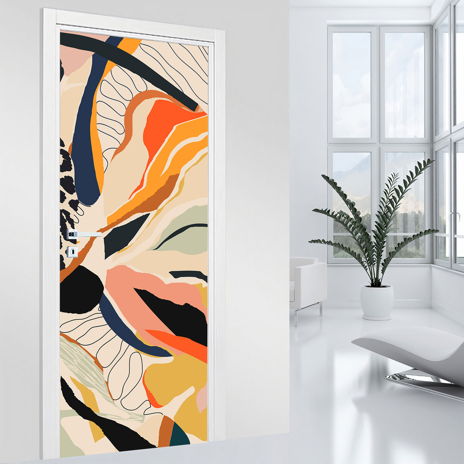 Pegatina Decorativa Para Puerta 77x200 Cm - Diseño Cómic Explosión, PVC Autoadhesivo, Extraíble