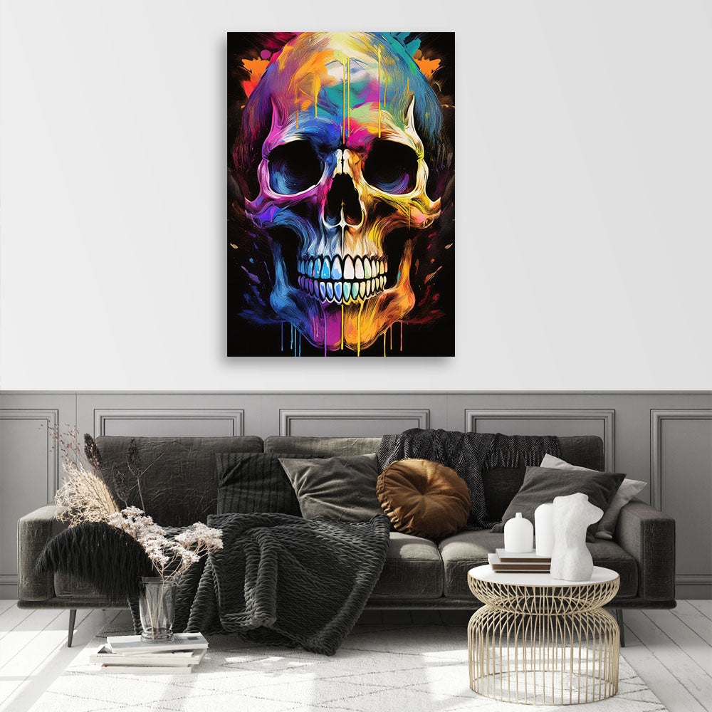 Obraz na płótnie, Czaszka Kolorowa Abstrakcja 60x90 - Leroy Merlin