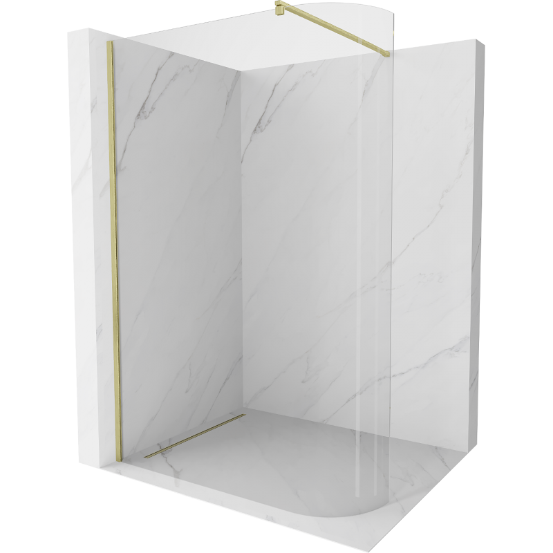 Mexen Kioto-R ścianka prysznicowa zaokrąglona Walk-in 80 x 200 cm, transparent 8 mm, złota szczotkowana - 800-080-101-55-06