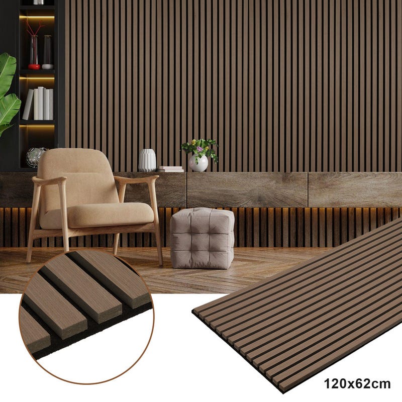 Panneau tasseau Revêtement mural naturel Panneau mural acoustique MDF ...
