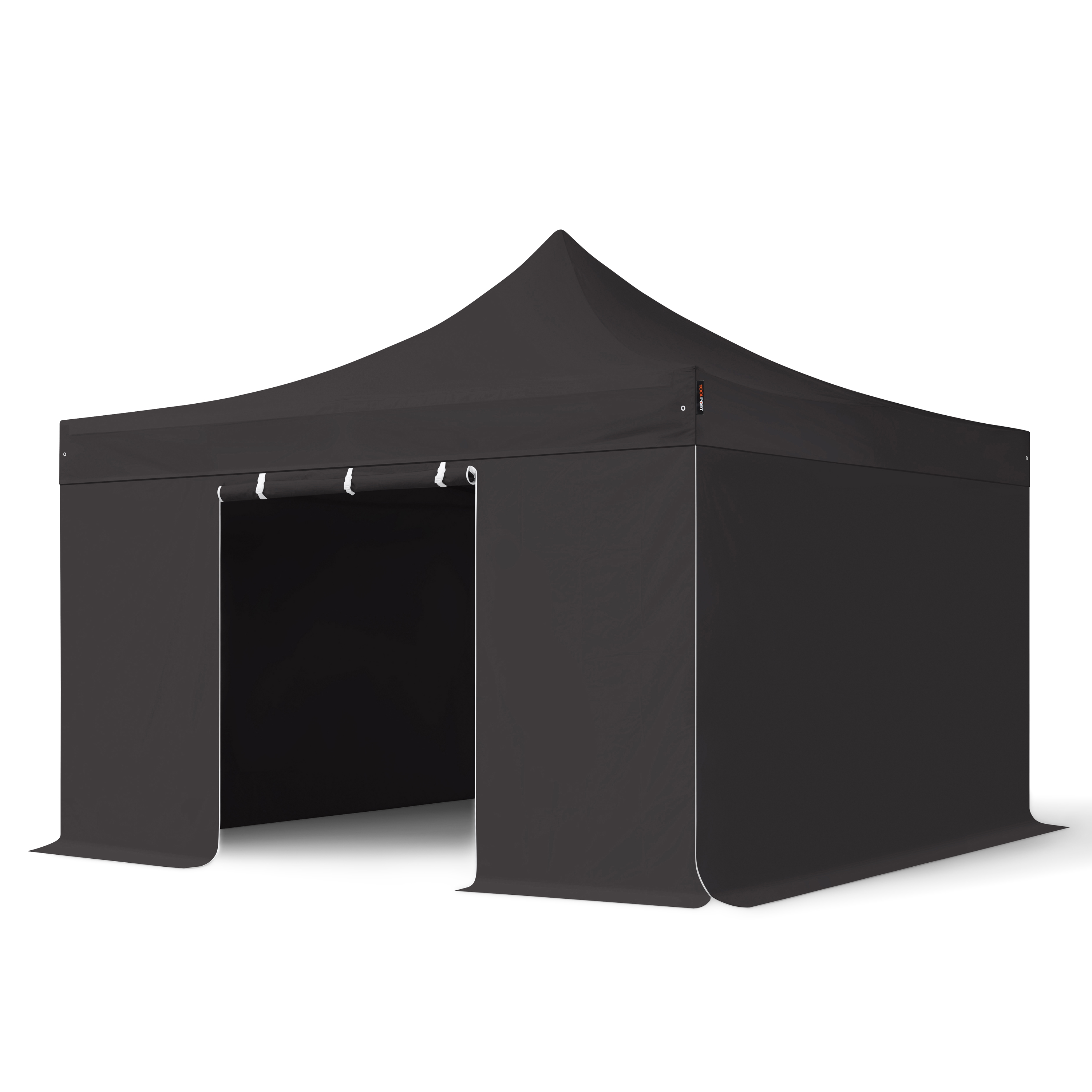 4x4 m Namiot Ekspresowy PROFESSIONAL Alu 40 mm, ze ścianami bocznymi, bez okien, czarny