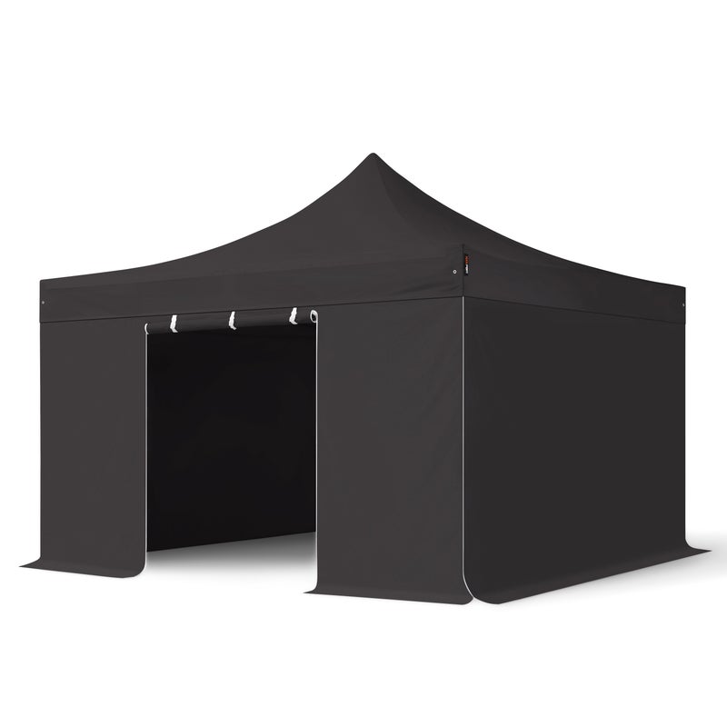 4x4 m Namiot Ekspresowy PROFESSIONAL Alu 40 mm, ze ścianami bocznymi, bez okien, czarny