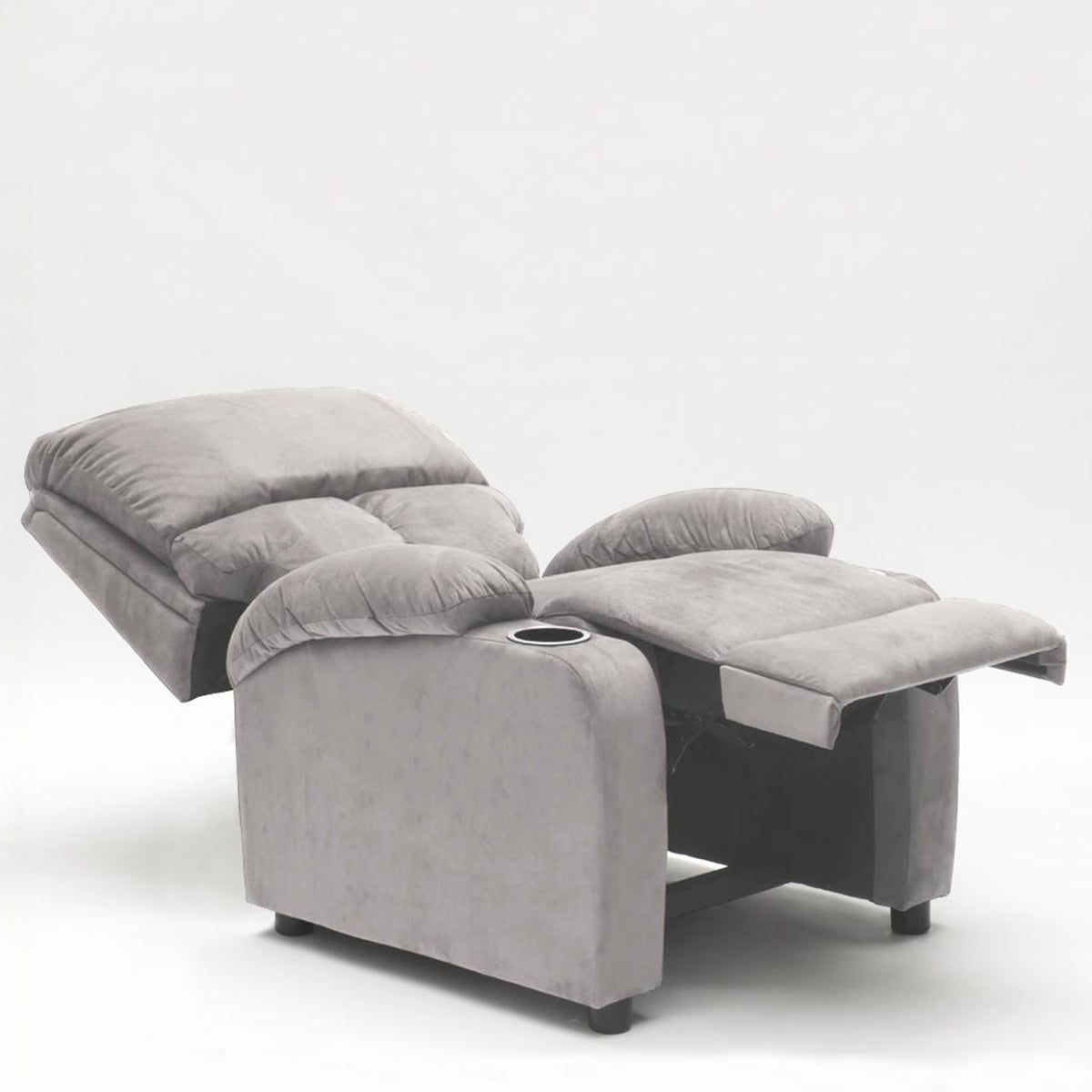 Poltrona Relax Reclinabile con Poggiapiedi in Microfibra Velluto Laura - Grigio - 3