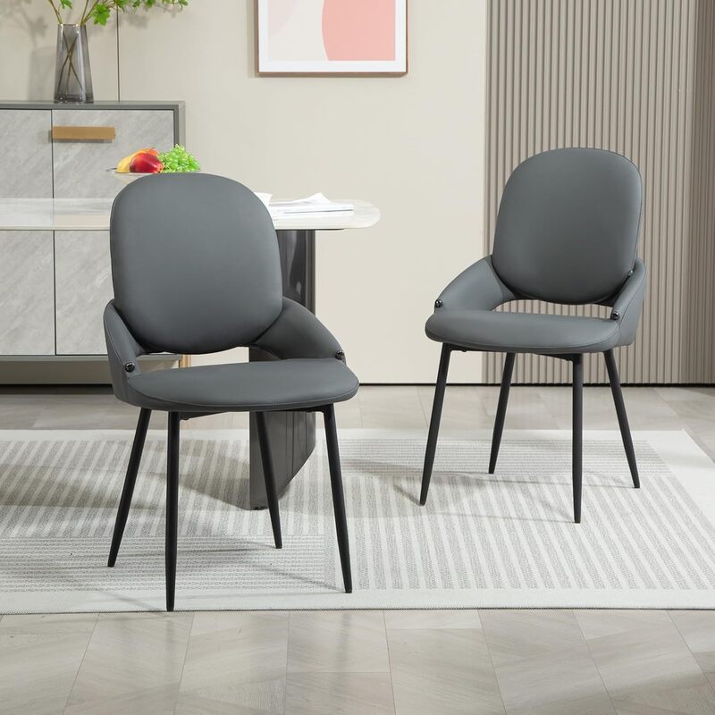 Chaises de salle à manger modernes avec assises en cuir, coussins d ...