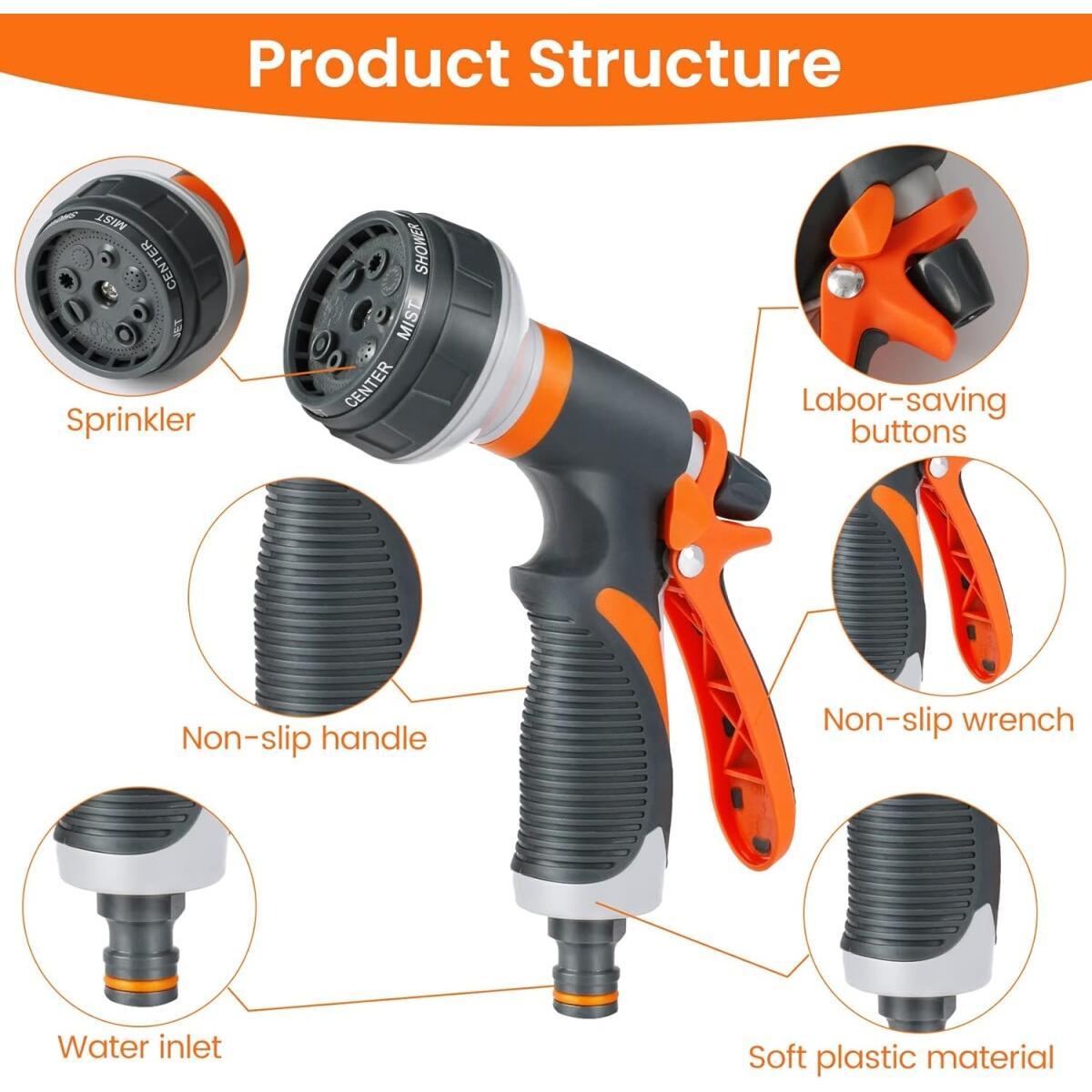 Embout tuyau arrosage pistolet pulvérisateur 8 modes débit réglable raccord tuyau d'arrosage pour arrosage jardin lavage voiture - 6