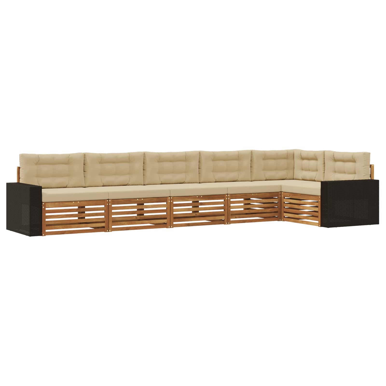 Ensemble de canapés d'extérieur, 6 pièces, en polyester, naturel et beige, pour le jardin - 2