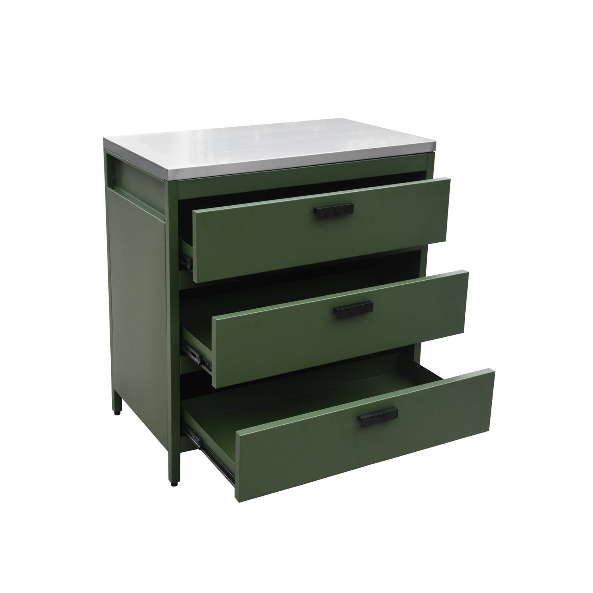 Cozinha externa em aço com 3 gavetas, 80cm, Naxos, Verde, 80x51x87.5 cm - 6