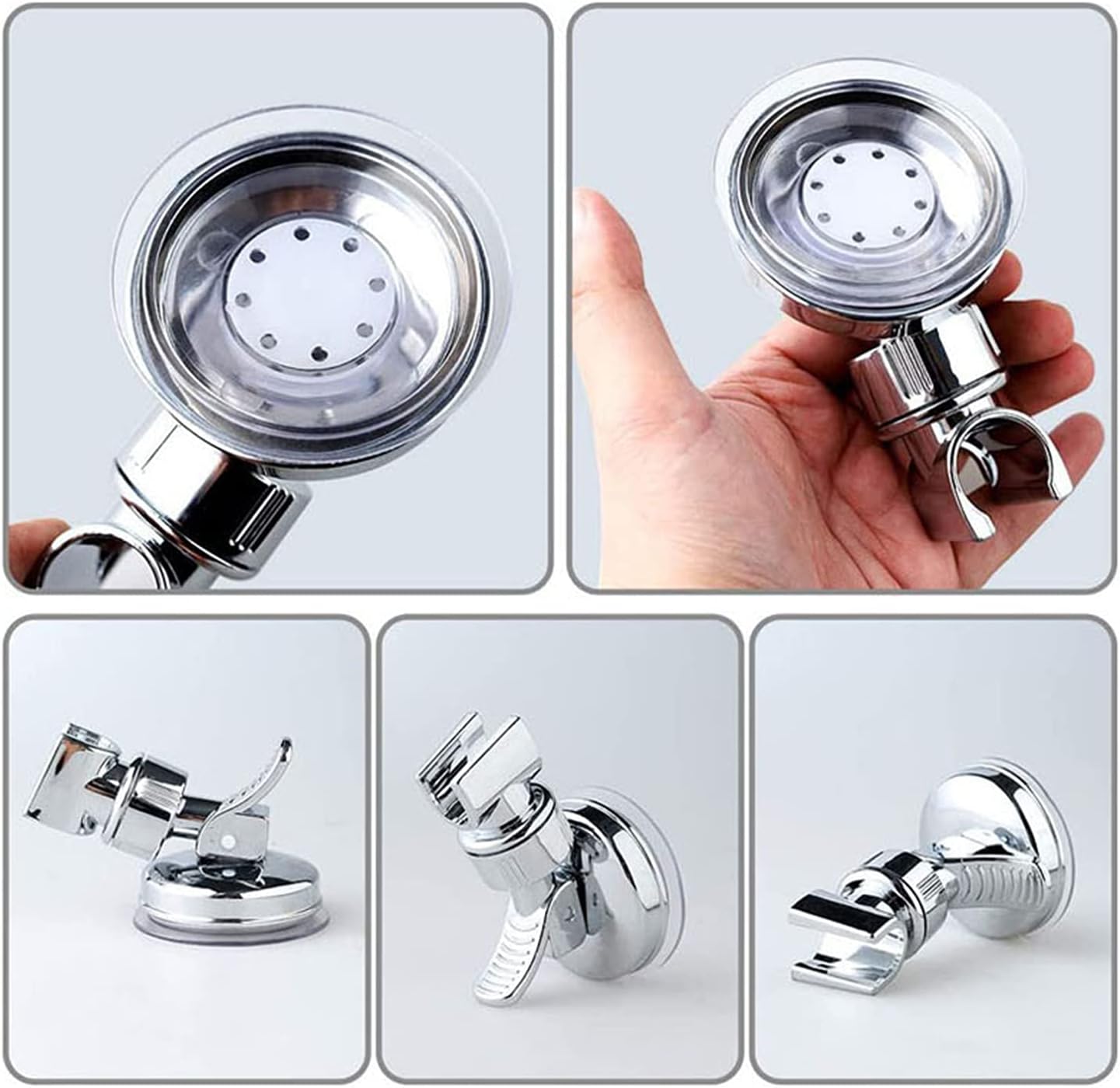 1 PCS Support de pomme de douche réglable amovible support mural de douche ventouse support de tête de douche réutilisable sans perceuse étanche - 4