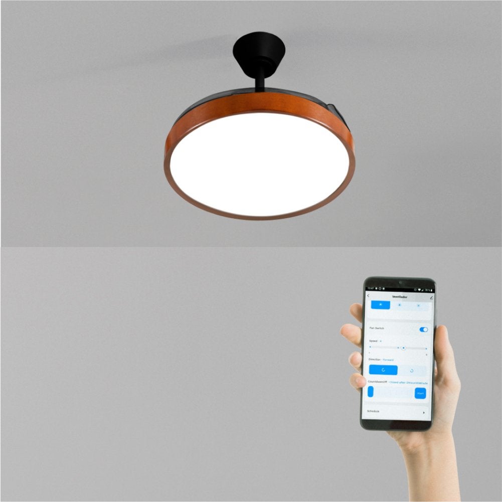 CREATE - WIND CLEAR STUDIO - Wentylator sufitowy 40W cichy z chowanymi łopatkami i oświetleniem LED, różne rozmiary -