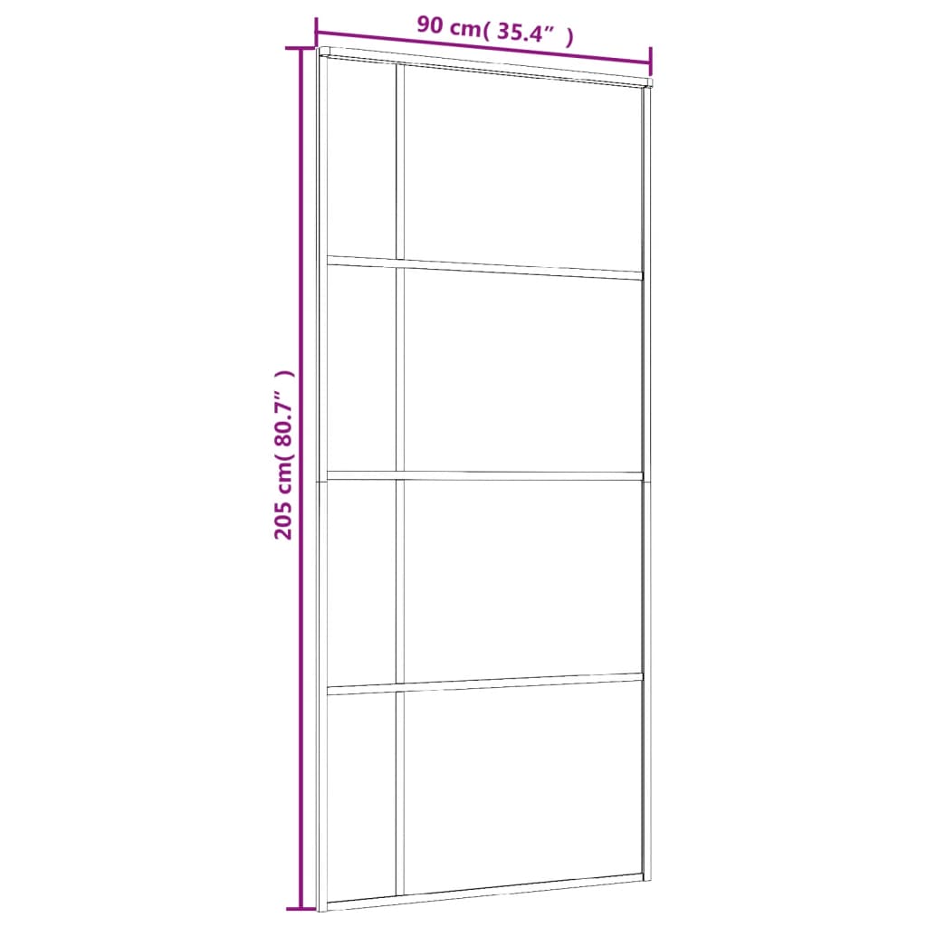 Puerta corredera | Puerta de la cocina ESG vidrio y aluminio negra 90x205 cm CFW31233 - 6
