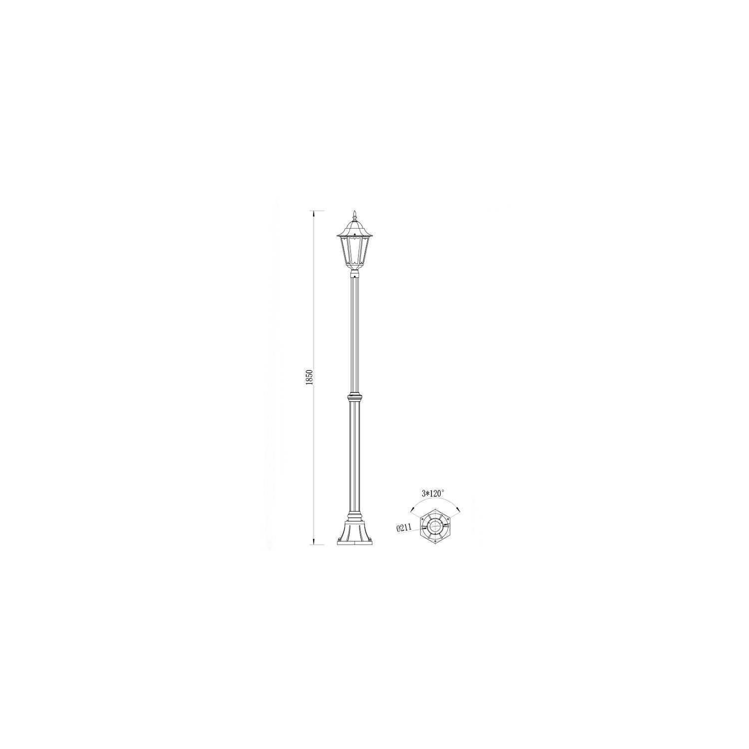 Lampadaire Extérieur en Saillie sur Pied 185 cm Black Traditional , Noir, Aluminium,Verre, E27, IP44 - 5