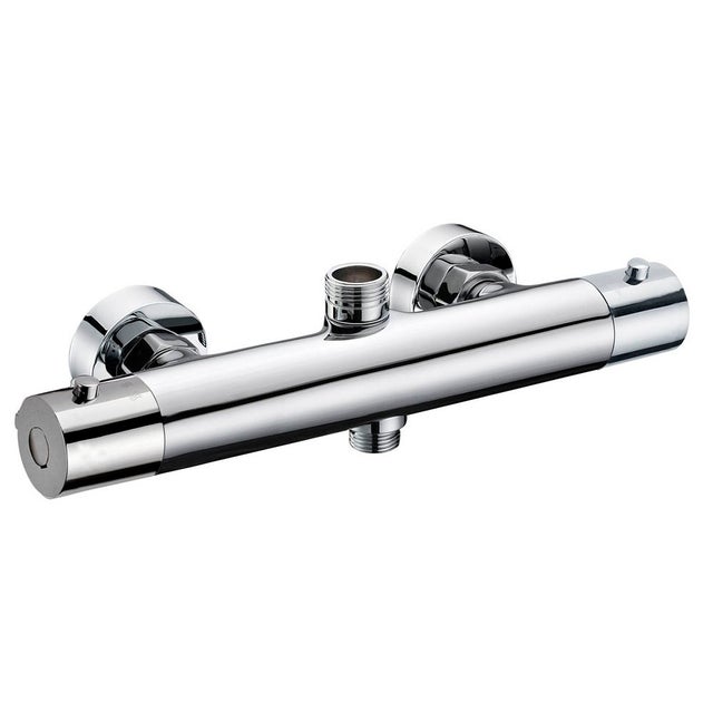 Kibath Robinet de douche thermostatique rond en laiton avec finition chromée polie