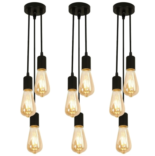 Zestaw lamp wiszących w stylu industrialnym metalowe lampy wiszące głowicami plafony stylu vintage regulowane lampy wiszące wysokość oświetlenie bez