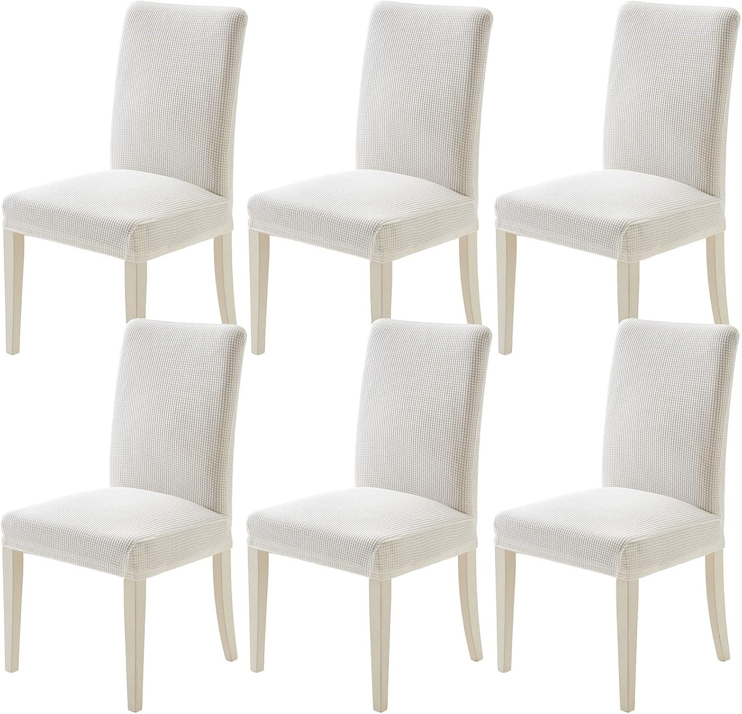 Nowoczesny pokrowiec na krzesło do jadalni, rozciągliwy pokrowiec na krzesło do użytku wewnątrz, biały pokrowiec na krzesło, zestaw 6 elementów, ochr