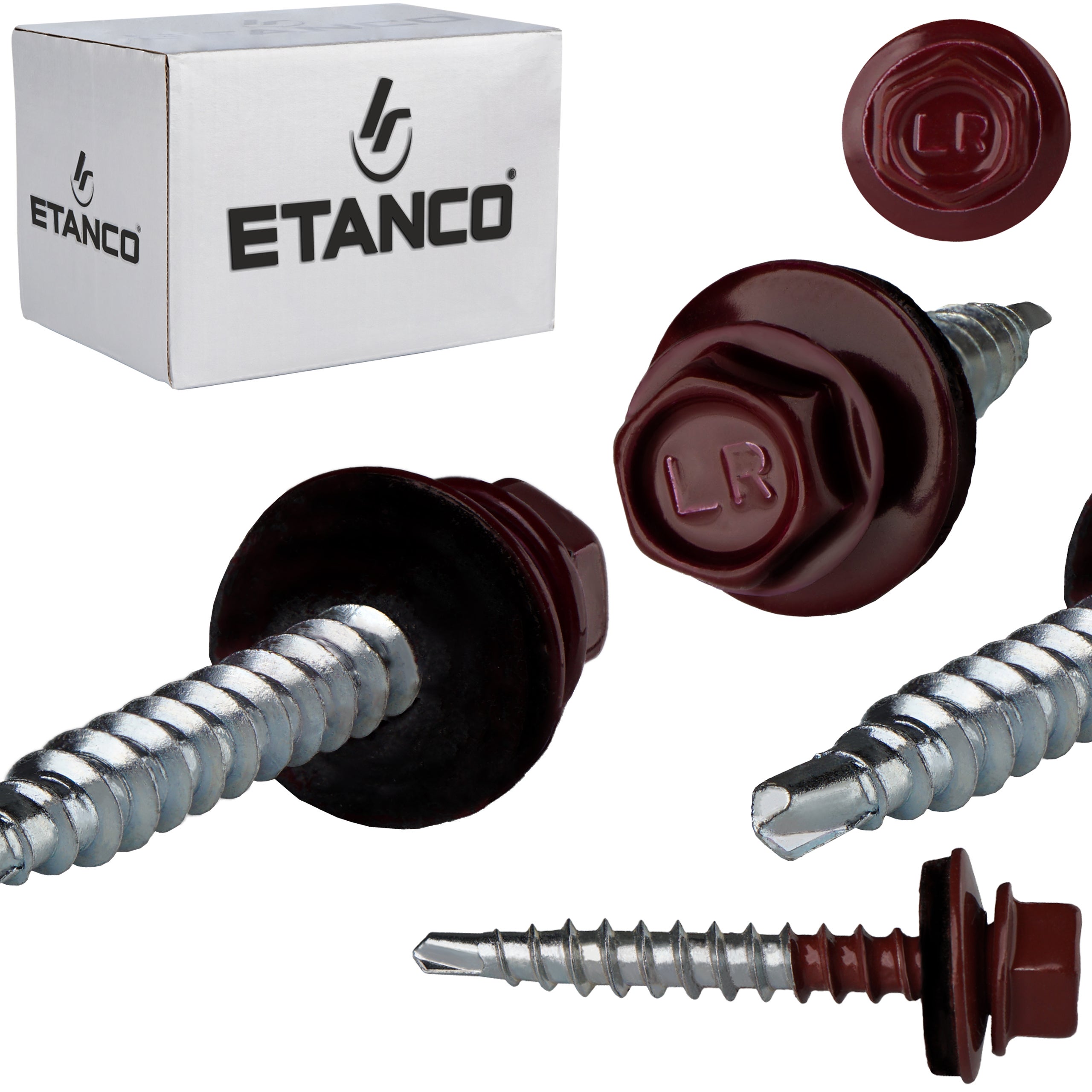 Wkręty farmerskie Etanco GTF2 Z14 4,8x35 mm RAL 3005 samowiercące 250szt