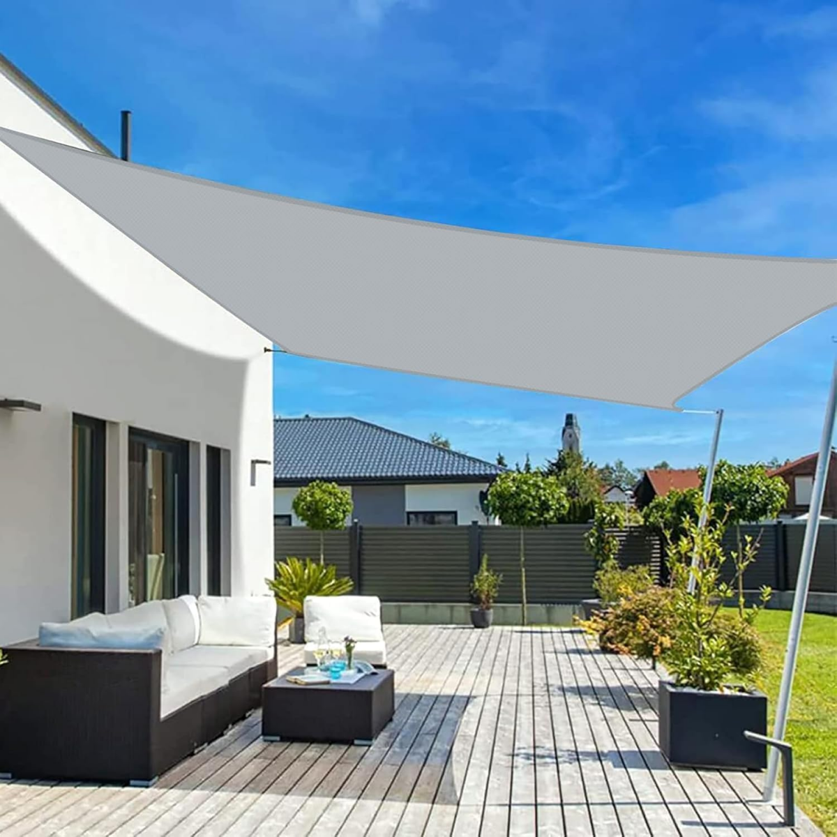 Toldo Vela Triangular Impermeable 3x3 M – Protección UV Para Jardín, Terraza O Patio – The Secret Home