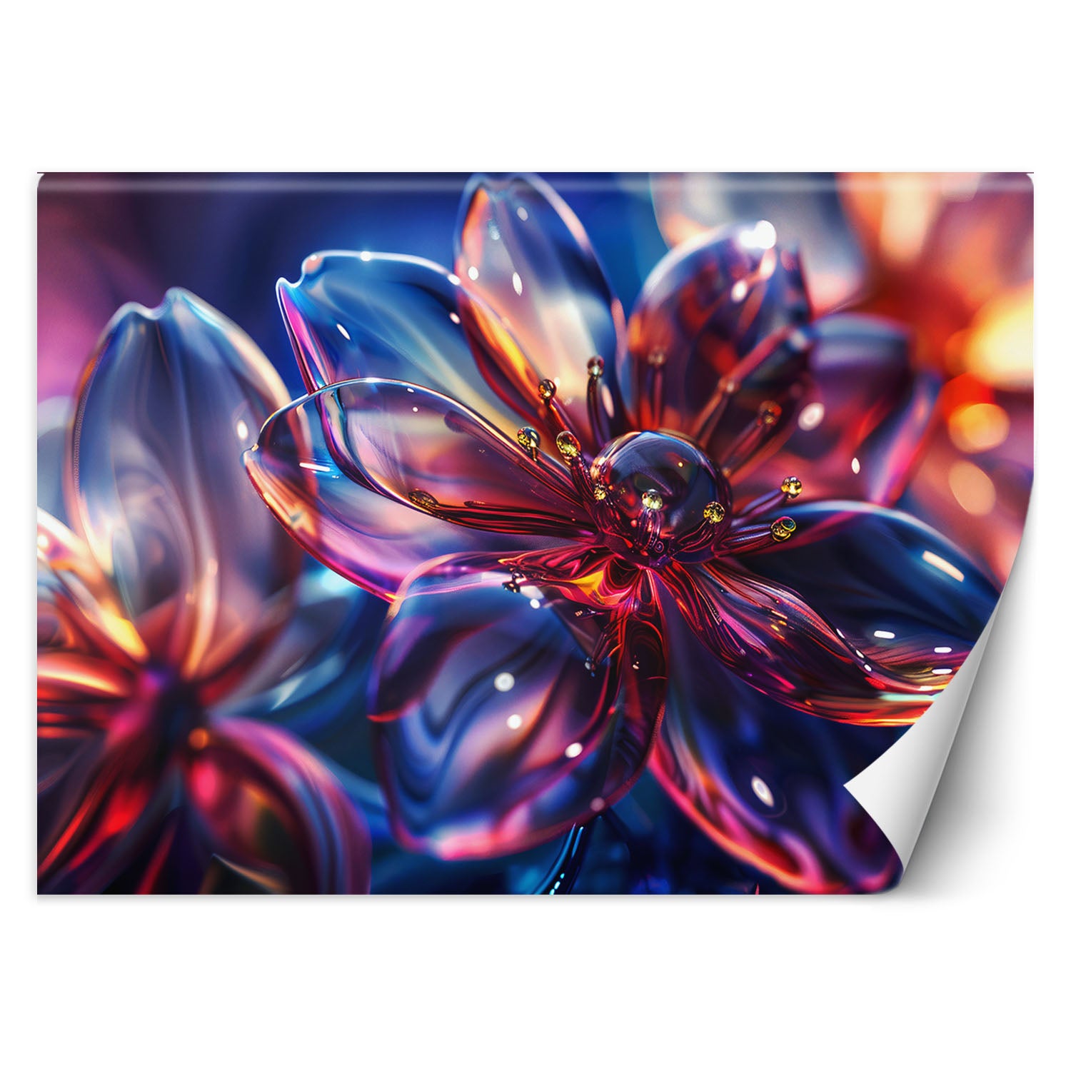 Fototapeta, Błyszczące szklane kwiaty 3D 100x70