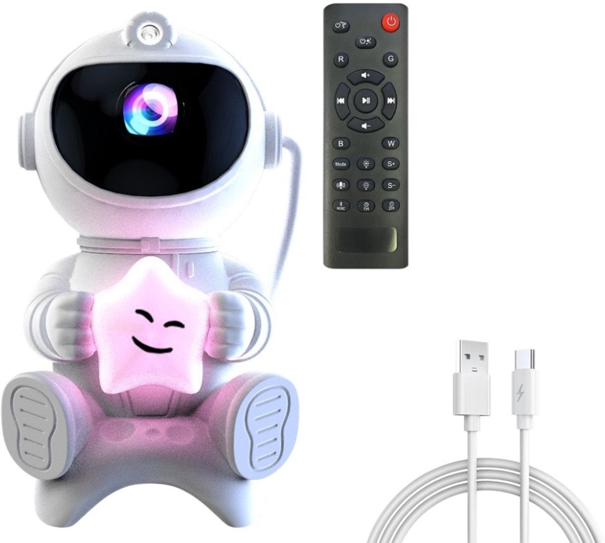Proiector de galaxie pentru astronauți, alimentat prin USB, 13 x 10 x 14 cm, Cap de lampă detașabil, Rază optimă de acțiune a telecomenzii: 5 metri