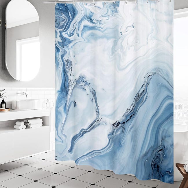 Uiiooazy Tenda Doccia Antimuffa, Tenda da Doccia Piccola 90x180cm Grigio Chiaro Effetto Marmo Bianco Moderno Tende da Bagno Tessuto Lavabile Impermeabile Poliestere Tende Vasca da Bagno con 6 Anelli Uiiooazy Tenda Doccia Antimuffa, Tenda da Doccia Piccola 90x180cm Grigio Chiaro Effetto Marmo Bianco Moderno Tende da Bagno Tessuto Lavabile Impermeabile Poliestere Tende Vasca da Bagno con 6 Anelli