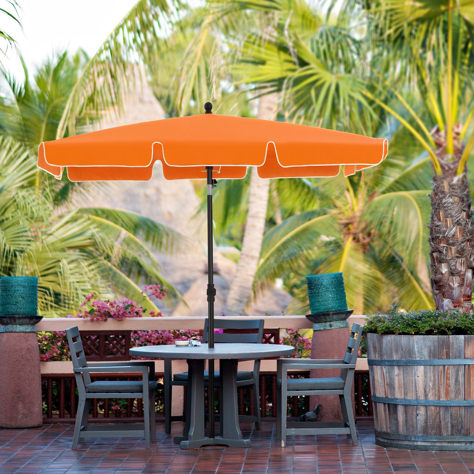 Parasol Plage LIFE IS 180 Cm - Orange - Mât 25 Mm Anti-UV Et Coupe-Vent