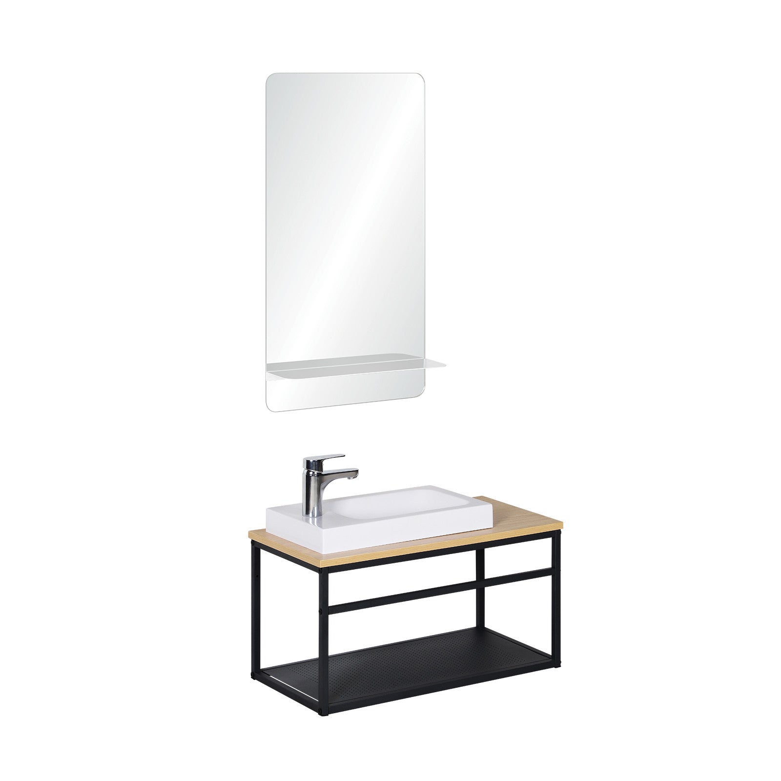 Ensemble lave-mains WILO grande largeur avec robinet et miroir 60cm - 2