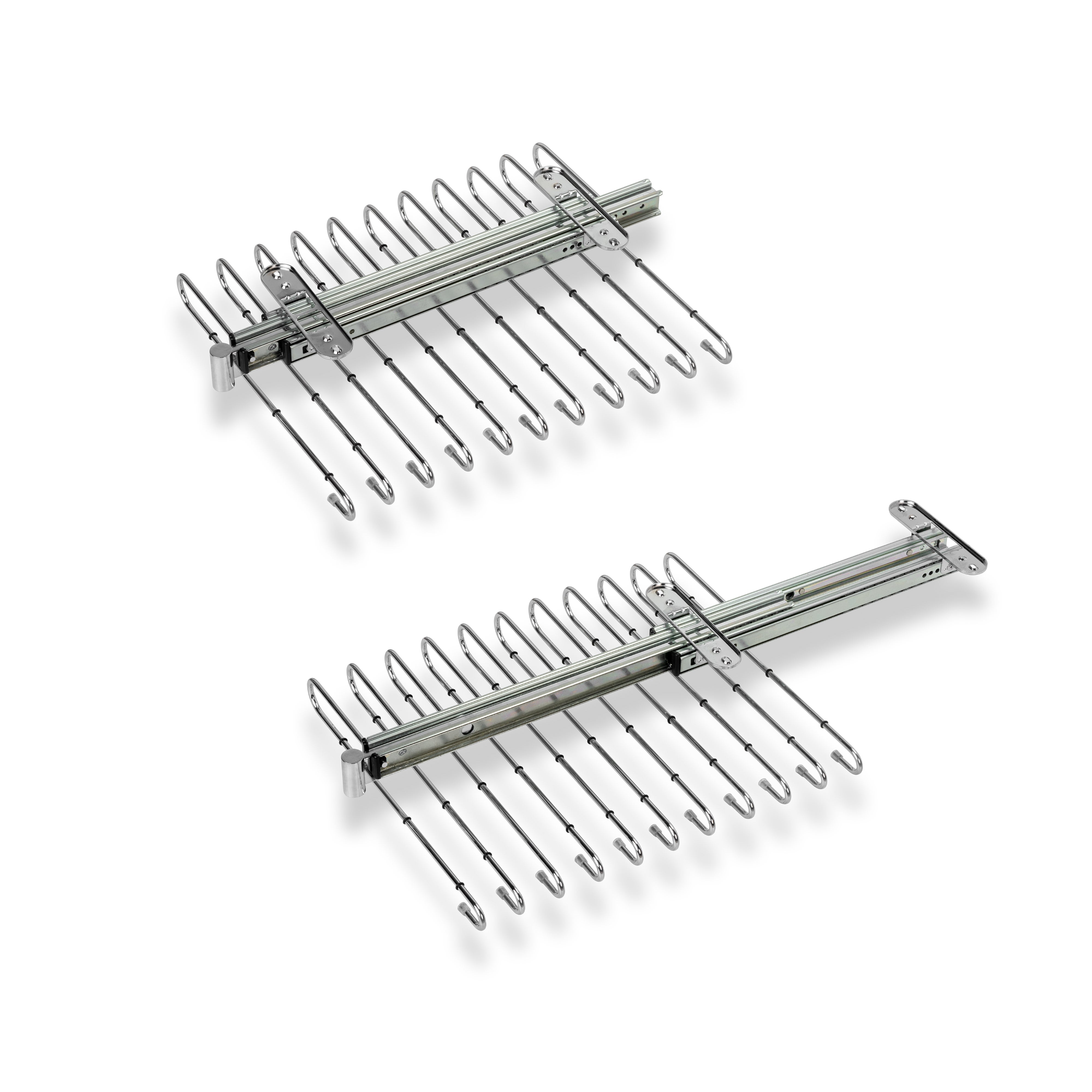 Emuca Porte-pantalons extractible, 11 tiges, guides d'extraction totale, Acier, Chromé - 5