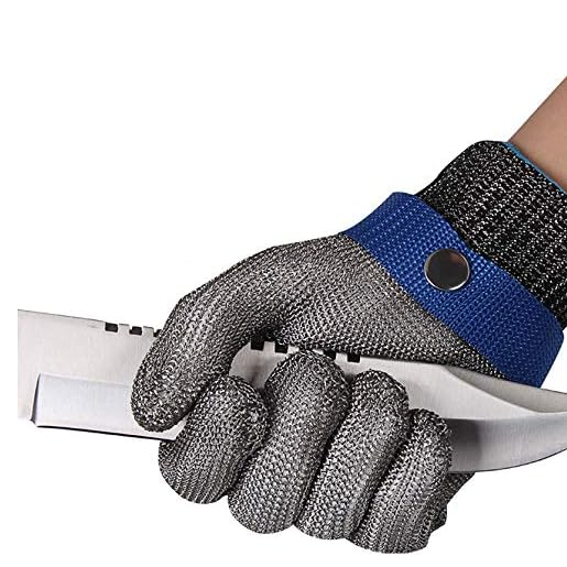 Gants de protection pour la coupe Hachoir Tranchage de la viande Traitement des gants en acier inoxydable résistant aux coupures L(Un gant) - 6
