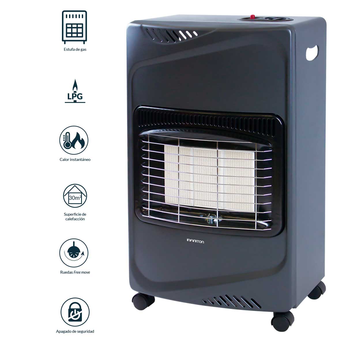 Estufa de gas Infiniton HG-B16 Ignición electrónica/piezoeléctrica - 4200 W - 3